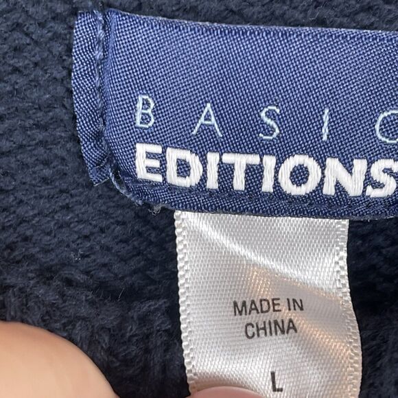 Basic Editions Mens Nordic Holiday Sweater Large Blue Fair Isle Winter Classic - Picture 3 of 7